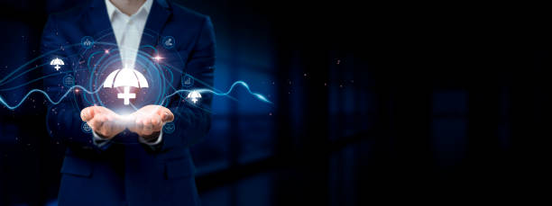 istockphoto-2123136462-612x612 Businessman holding virtual Insurance Network Connection Icons. Coverage, Claims, Risk Mitigation in Internet Business and Social Network.